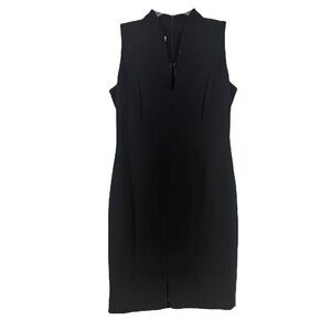 Jones New York Embellished V Neck Midi Sleeveless Spilt Hem Dress Black Size 4